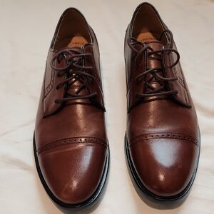 Dockers Men's Brown Leather Cap-Toe Oxfords Sz 10
